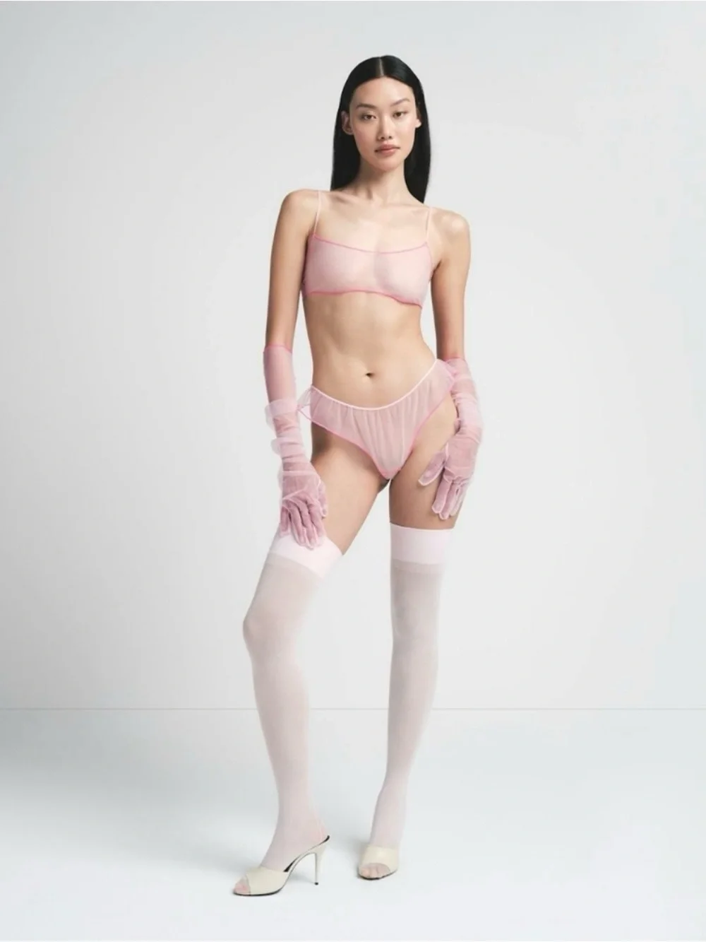 NWT SKIMS TULLE GLOVES IN CHERRY BLOSSOM CONTRAST
